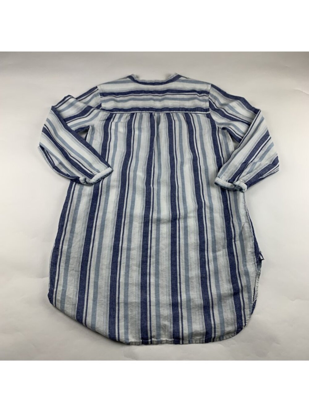 J.Crew Blue Striped Linen Blend Split Neck Tunic Shirt Dress S - Picture 7 of 8